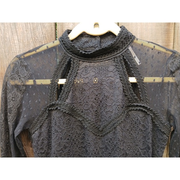 Free People Karlton Lace Cut Out Bodycon Sexy Goth Dark Dress Black‎ S - Picture 3 of 9
